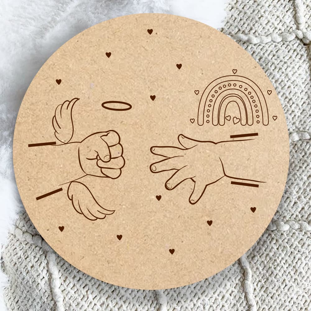 Moldura quadro Bebê Arco-íris e Anjo – Quadro de Lembrança Personalizada - Imagem 1