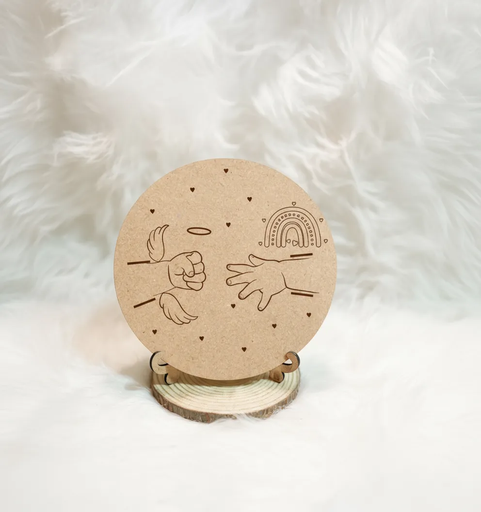 Moldura quadro Bebê Arco-íris e Anjo – Quadro de Lembrança Personalizada