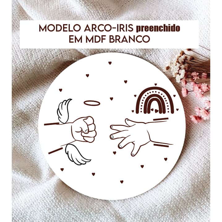 Moldura quadro Bebê Arco-íris e Anjo – Quadro de Lembrança Personalizada - Imagem 3