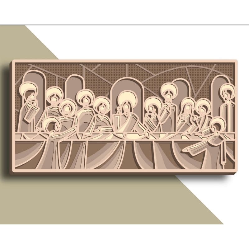 Quadro Última Ceia 3D em MDF – decoração, religioso, páscoa, Arte Multicamadas a Laser