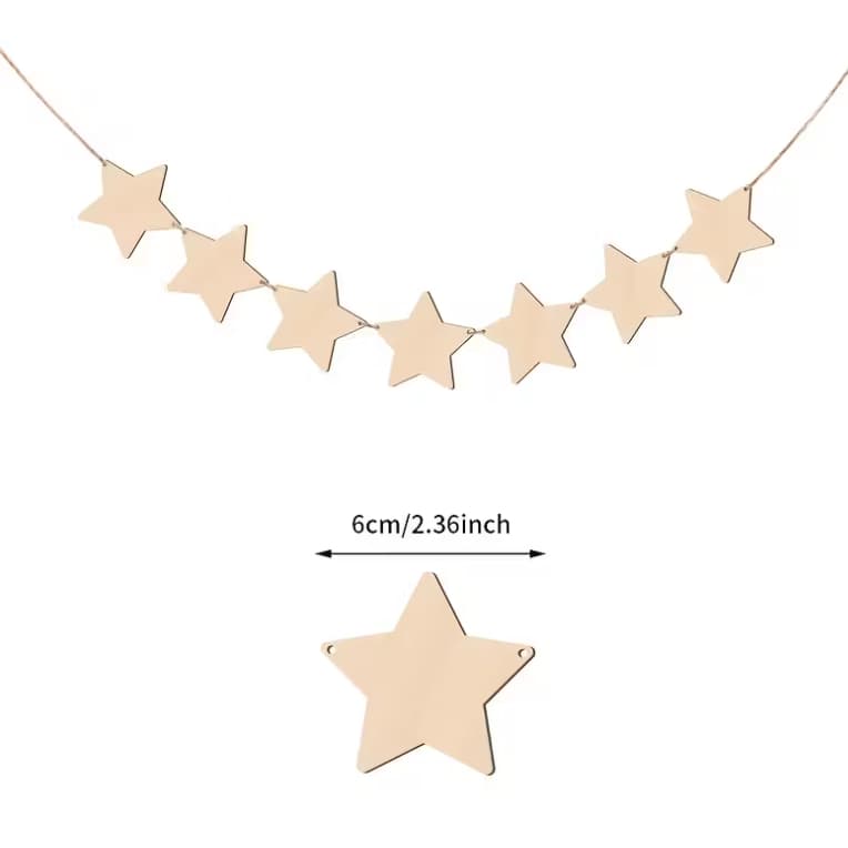 Um conjunto de estrelas de madeira, banners de estrelas adequados para presentes, decoração aniversario - Imagem 5