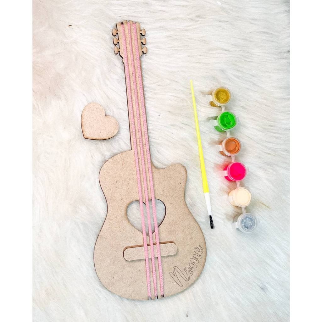 Violão conjunto com tinta e pincel personalizado mdf 3mm aniversario presente - Imagem 1